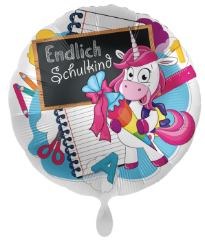 Folienballon - Einhorn mit Schultüte - ø 43cm